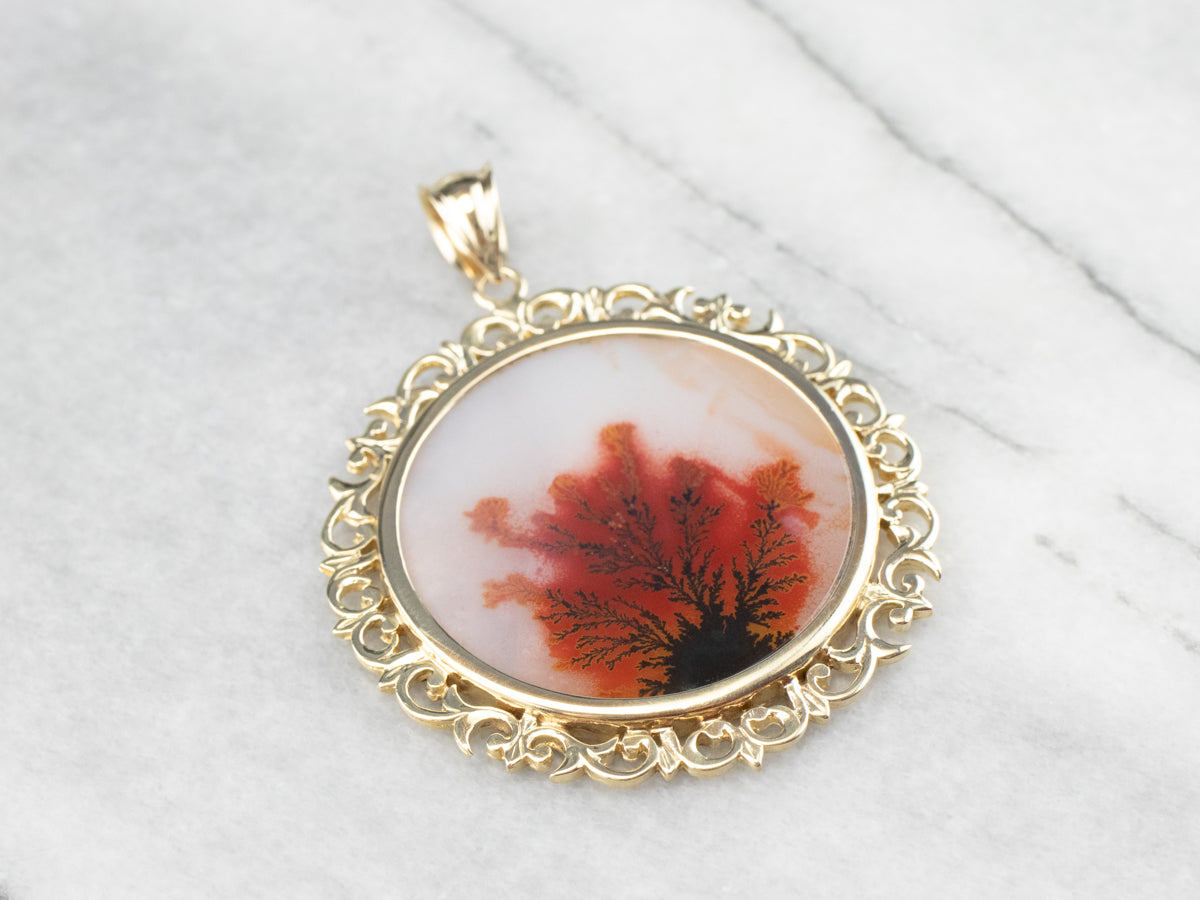 Gold Shazar Stone Agate Pendant