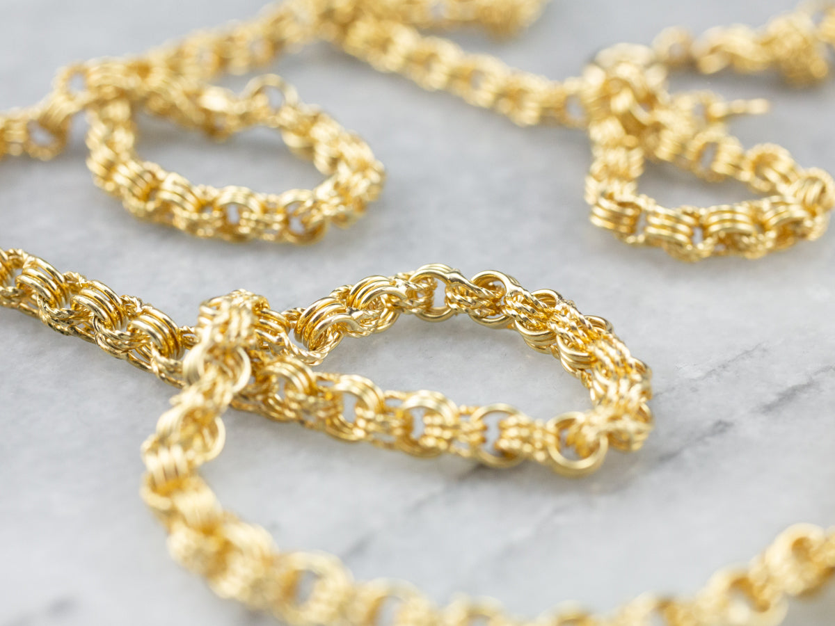 Long 18K Yellow Gold Rolo Chain