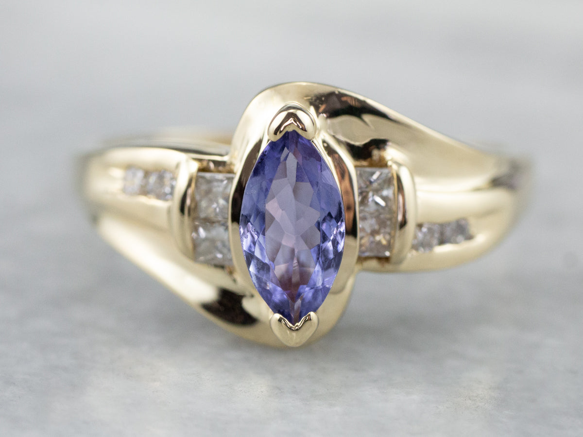 Marquise Tanzanite and Diamond Ring