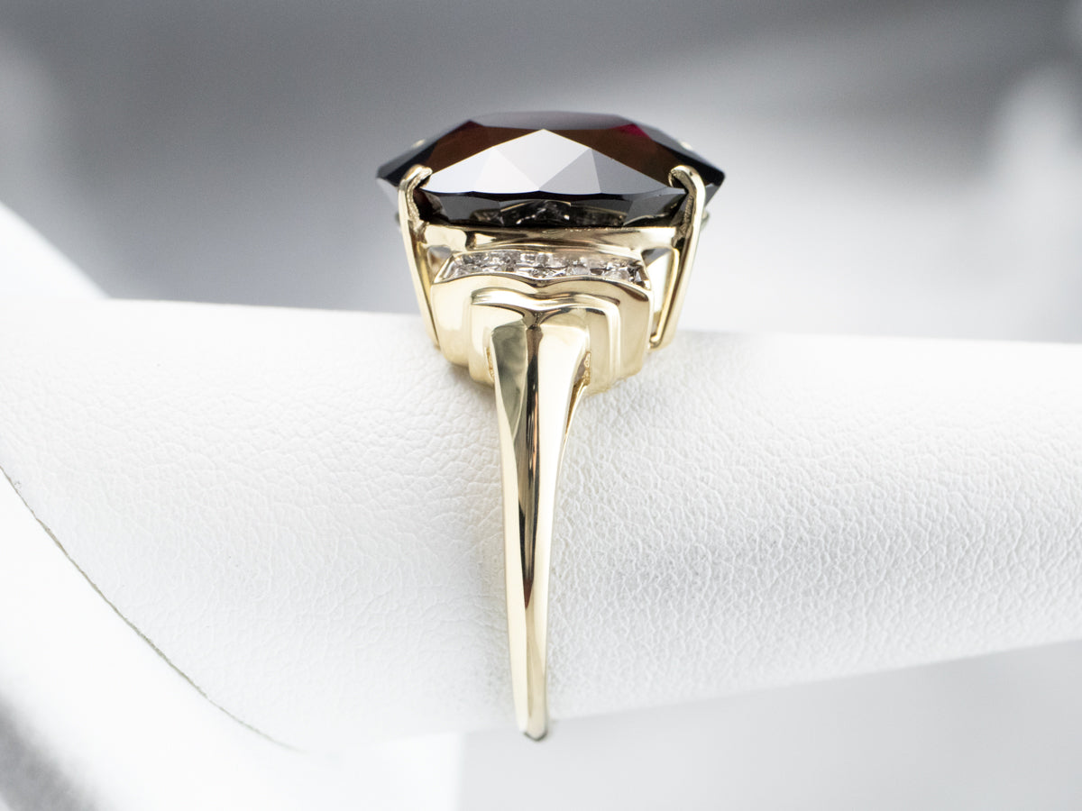 Garnet and Diamond Cocktail Ring