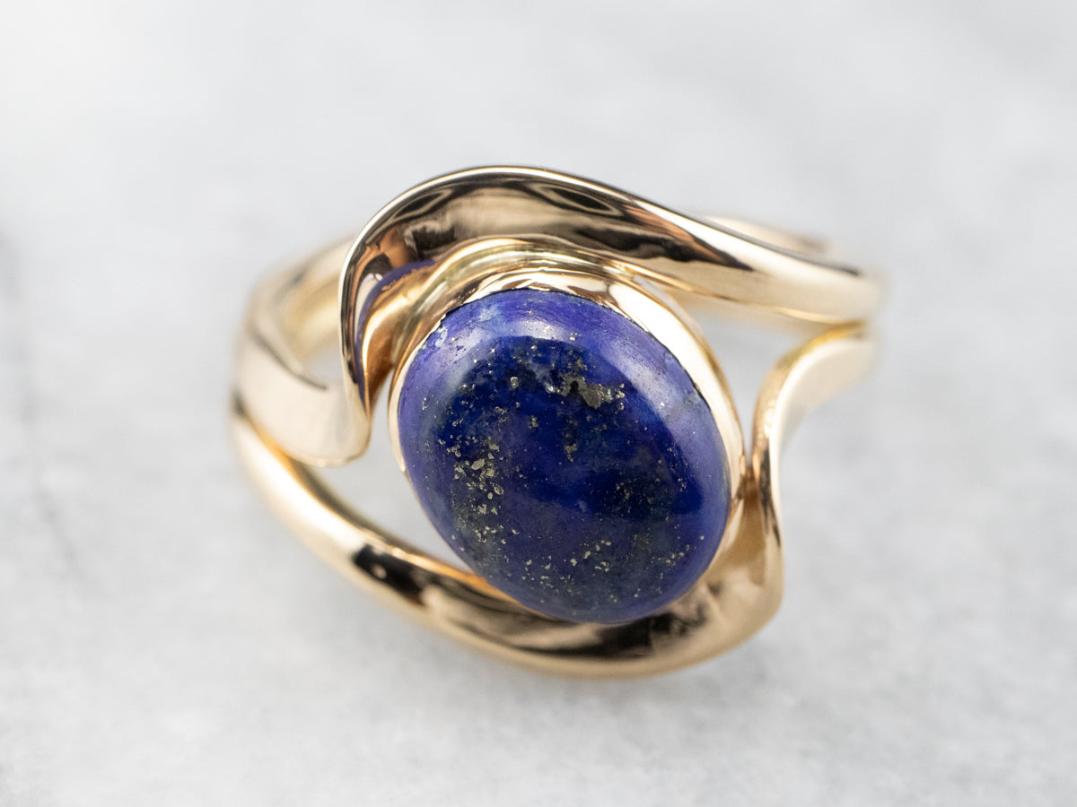 Modernist Gold Lapis Ring