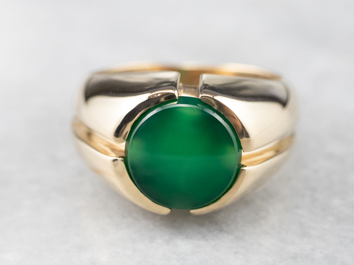 Men&#39;s Retro Era Green Onyx Ring