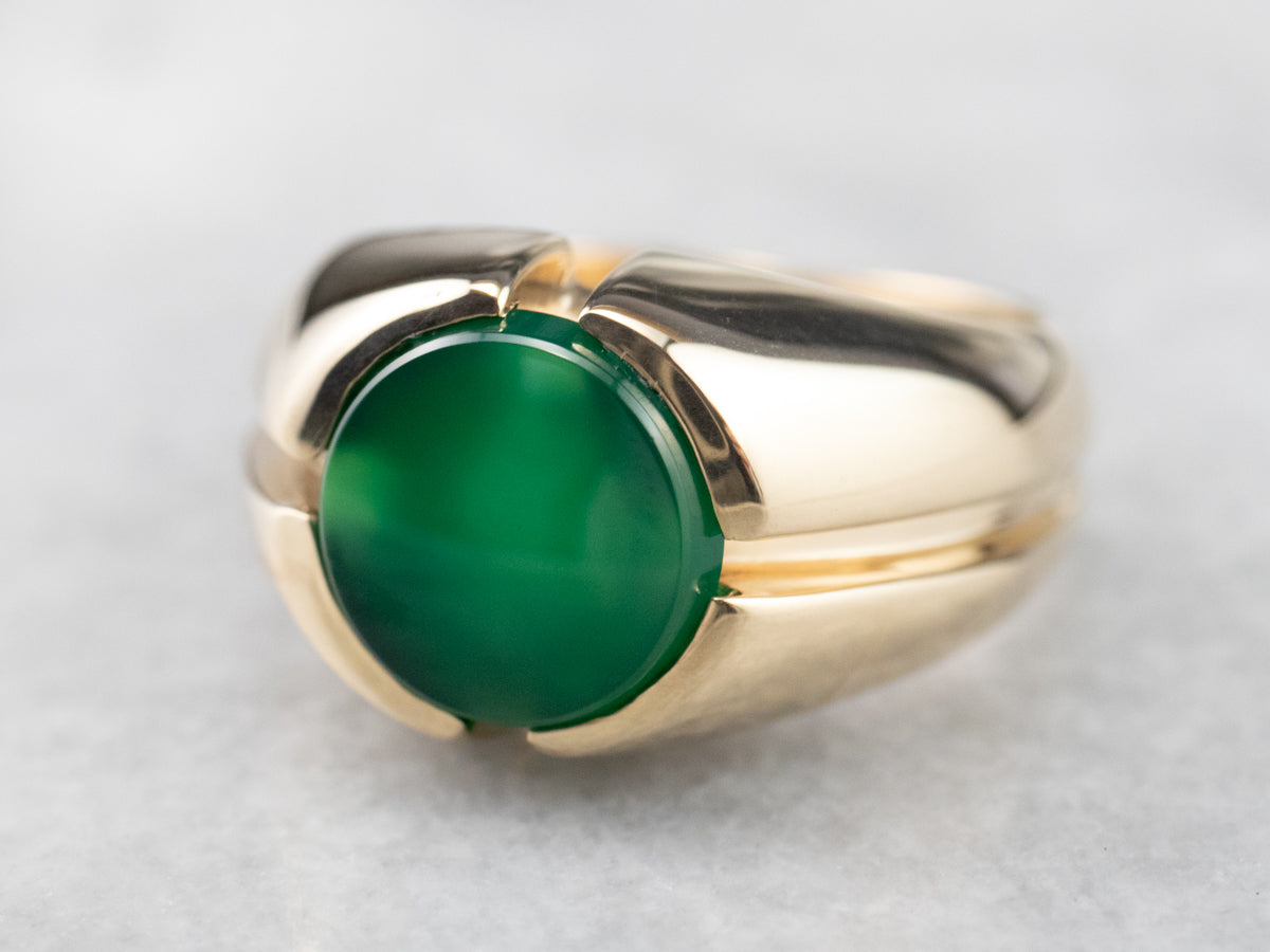 Men's Retro Era Green Onyx Ring