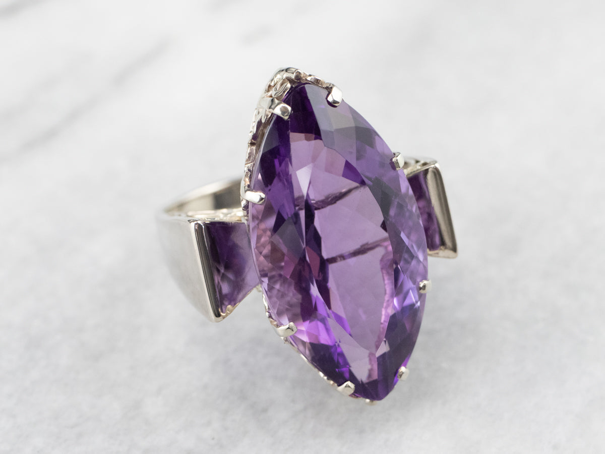 Marquise Cut Amethyst Cocktail Ring