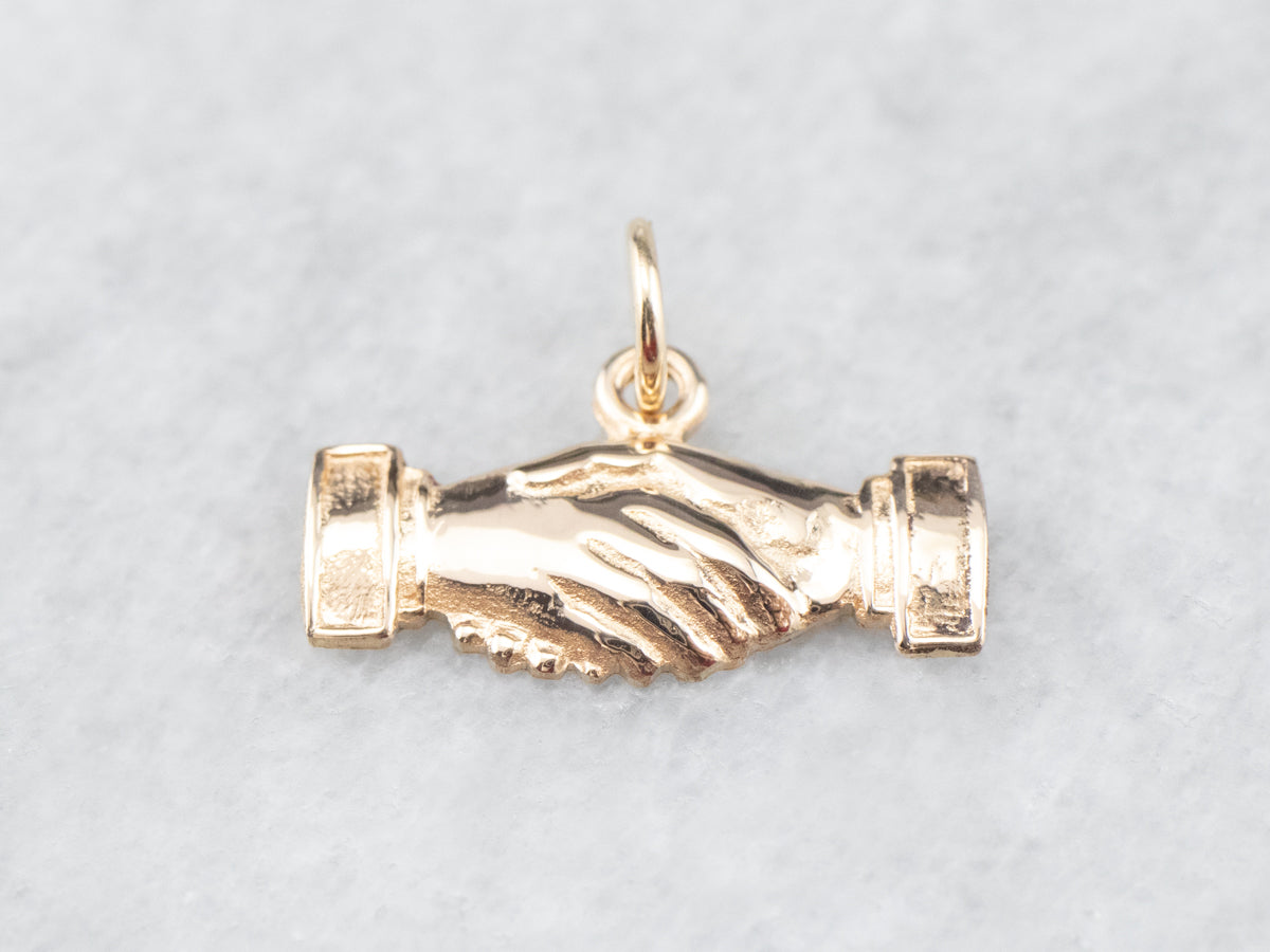 Gold Shaking Hands Charm