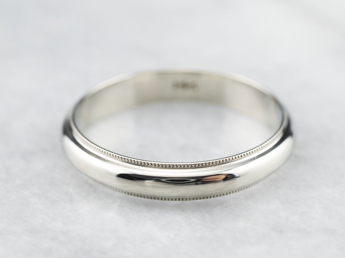 Vintage 14K White Gold Plain Wedding Band