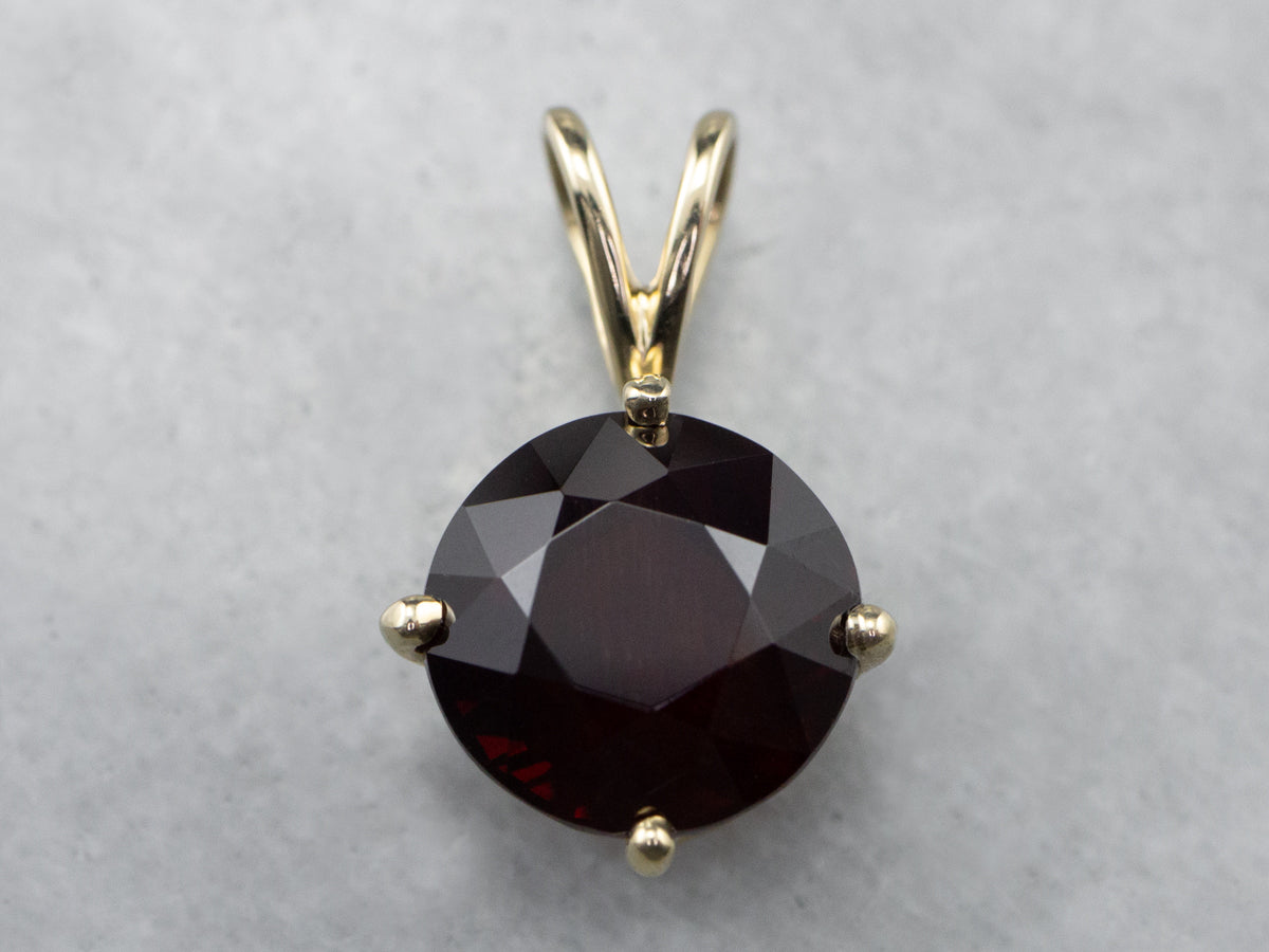 Gold Garnet Solitaire Pendant