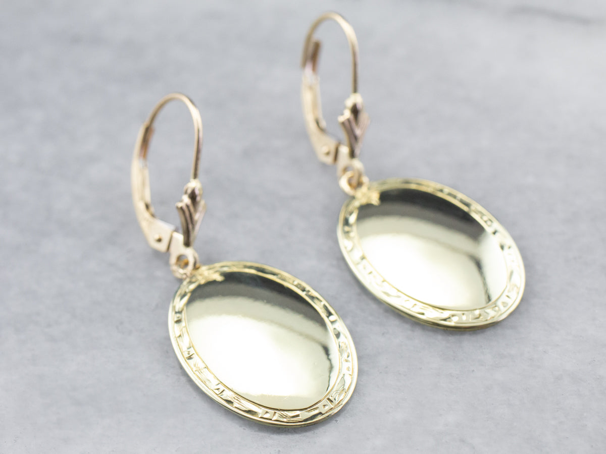 Antique Etched Cufflink Drop Earrings