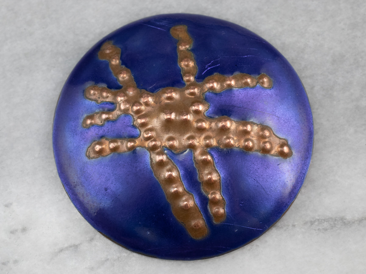 Vintage Copper and Enamel Brooch