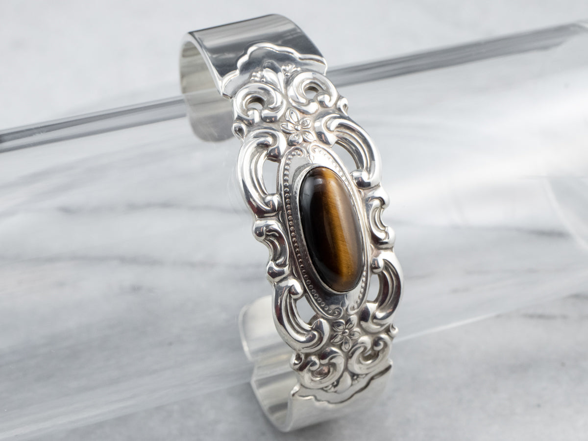 Towel Sterling Silver Tigers Eye Cuff Bracelet