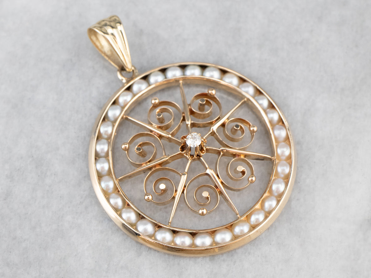 Buttercup Diamond and Pearl Pendant