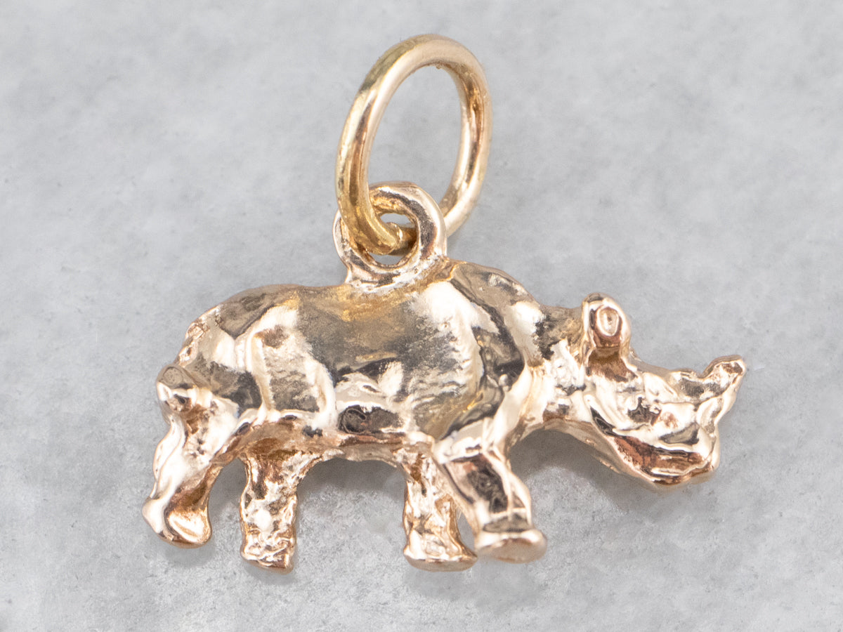 Vintage Gold Rhino Charm