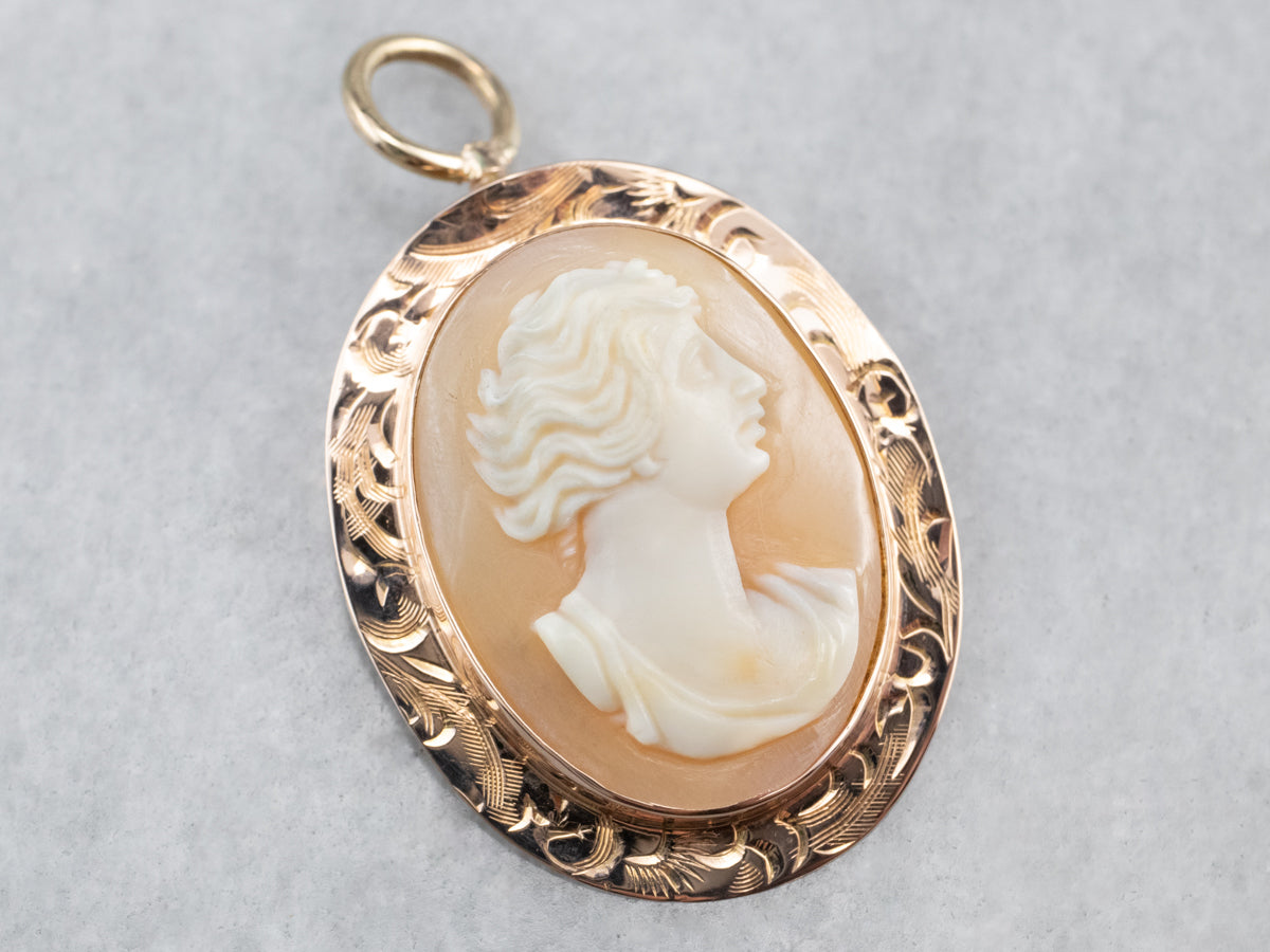 Engraved Rose Gold Cameo Pendant