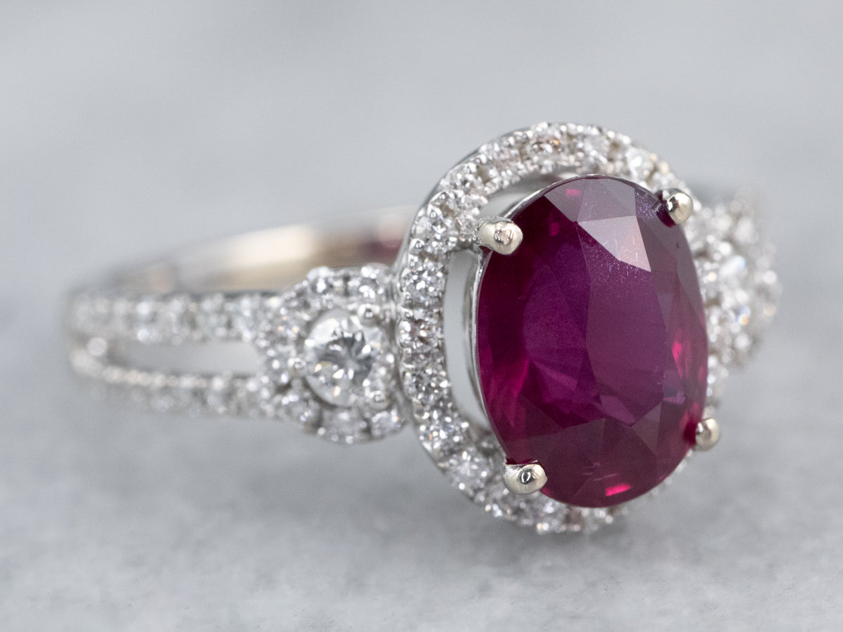 Modern Ruby and Diamond Engagement Ring