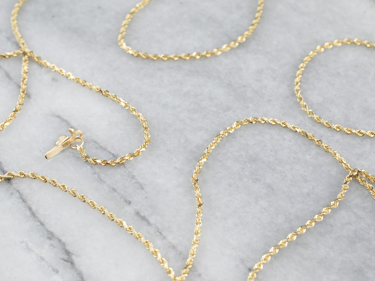 14K Gold Long Rope Twist Chain