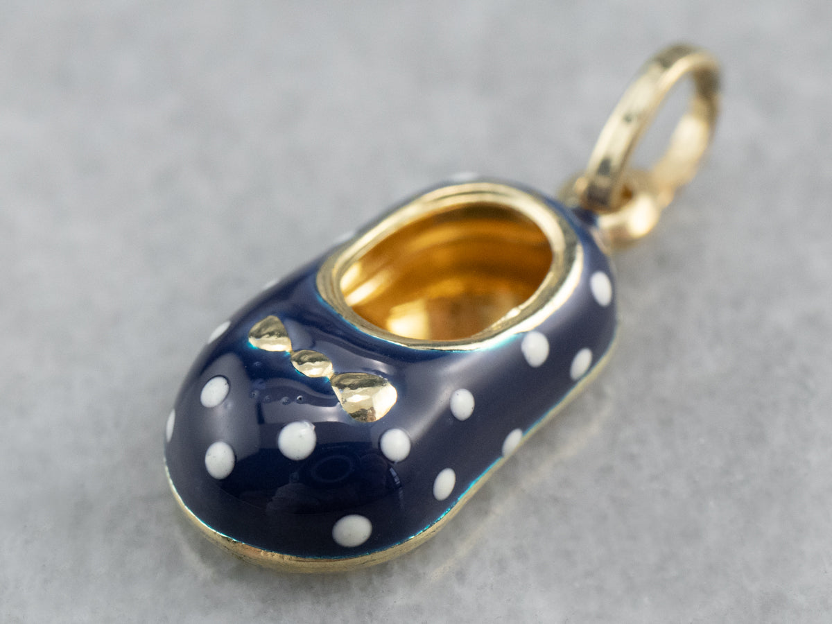 Blue Polka Dot Enamel Shoe Charm