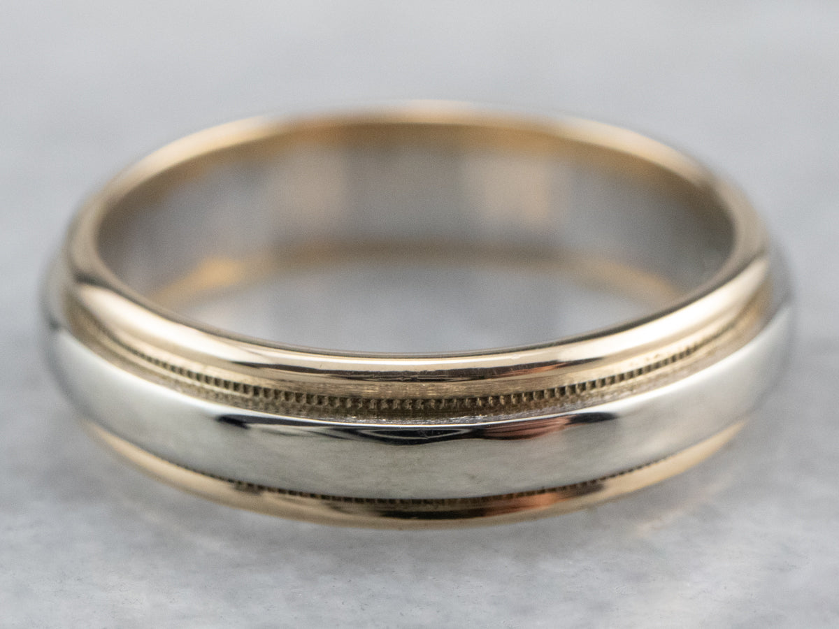 Two Tone 14K Gold Wedding Band