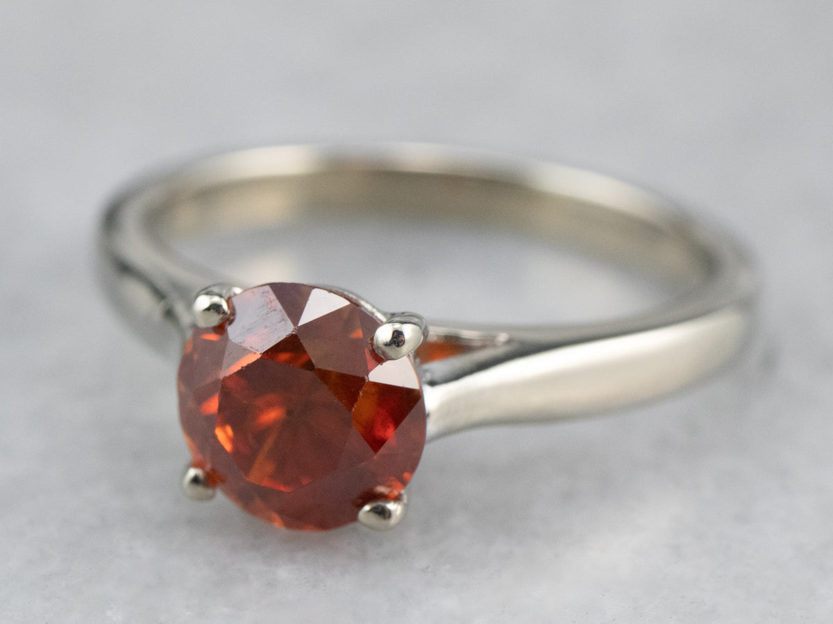 Sleek Orange Zircon Solitaire Ring