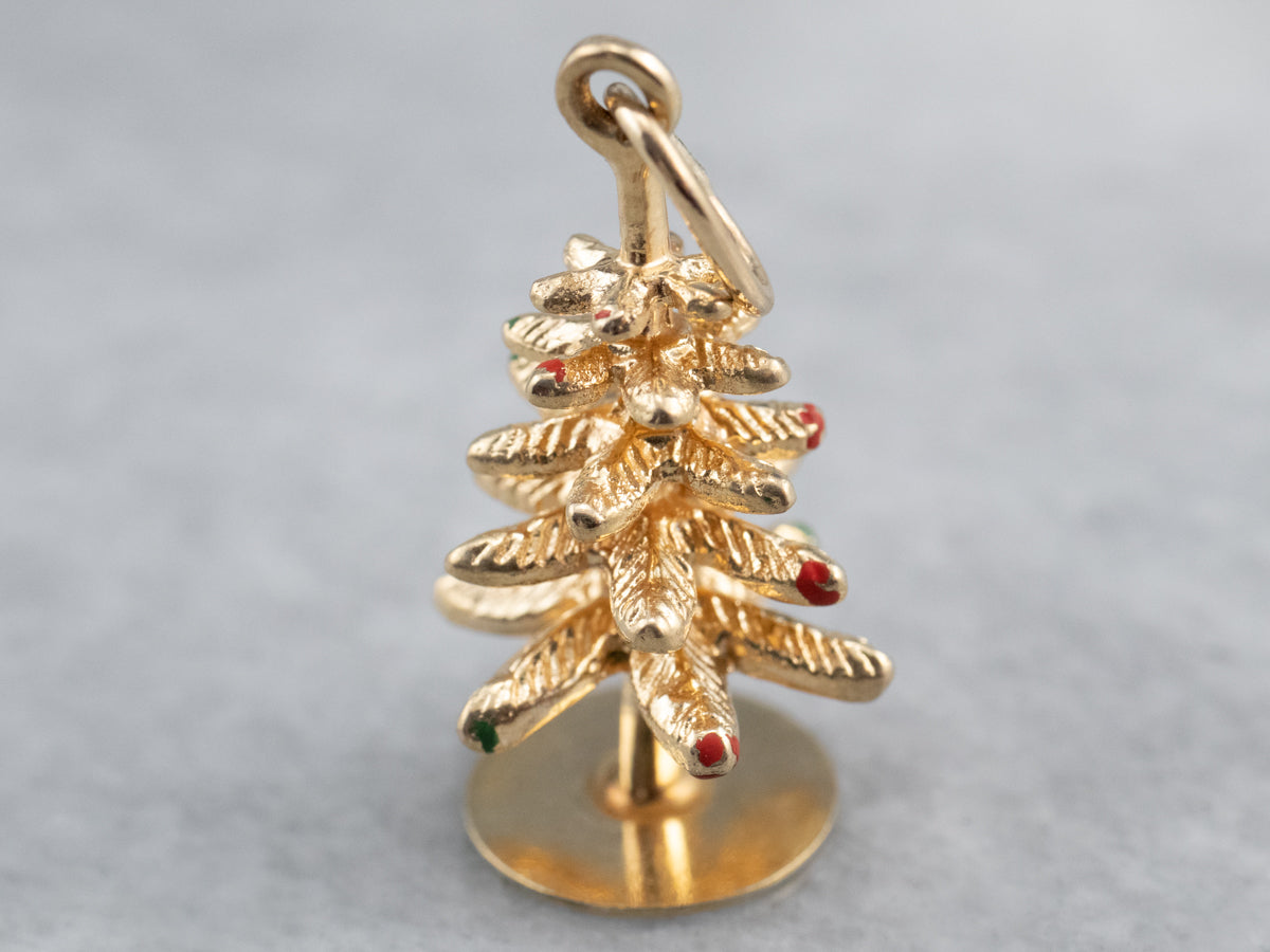 Merry Christmas Tree 14K Gold Charm