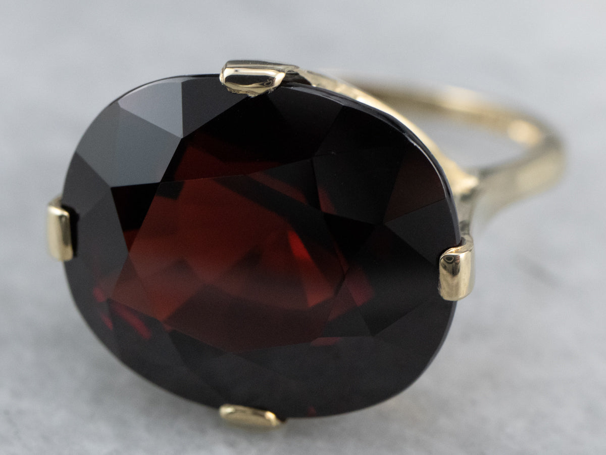 Cushion Cut Garnet Gold Statement Ring