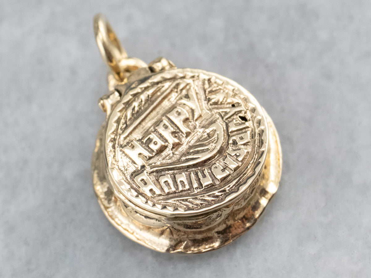 Vintage Gold Happy Anniversary Charm