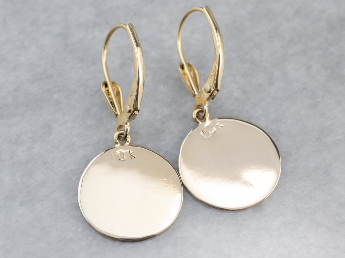 Enamel and Gold Drop Earrings