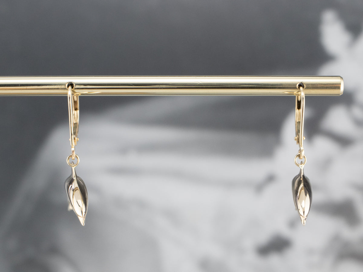 14K Gold Dolphin Drop Earrings