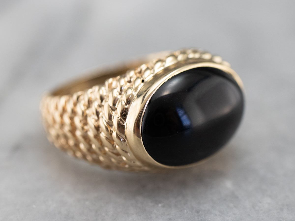 Bold Black Onyx and Gold Statement Ring