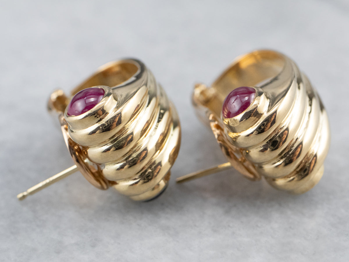 18K Gold Ruby Sapphire Earrings