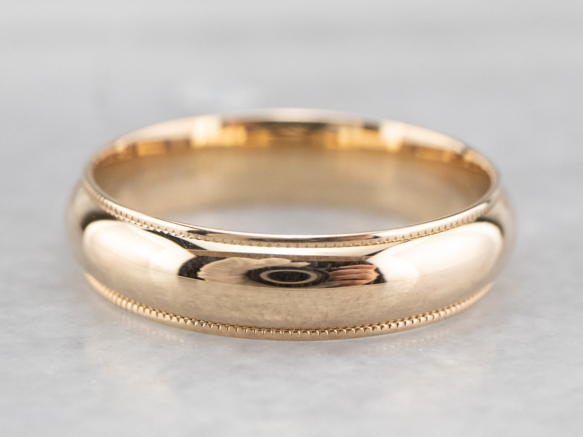 Milgrain Edge Yellow Gold Wedding Band