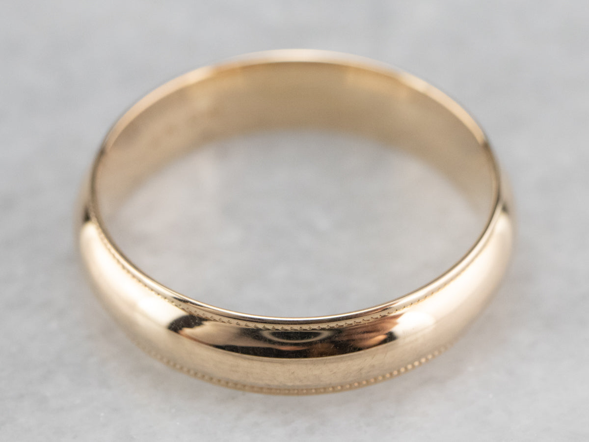 Milgrain Edge Yellow Gold Wedding Band