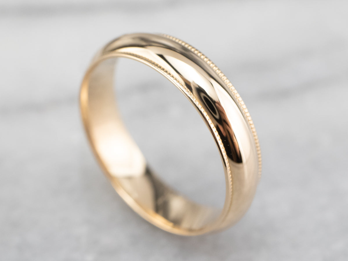 Milgrain Edge Yellow Gold Wedding Band