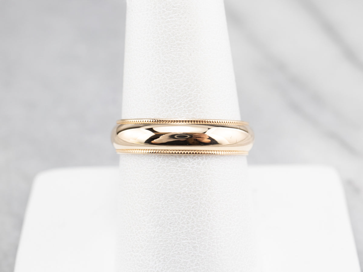 Milgrain Edge Yellow Gold Wedding Band