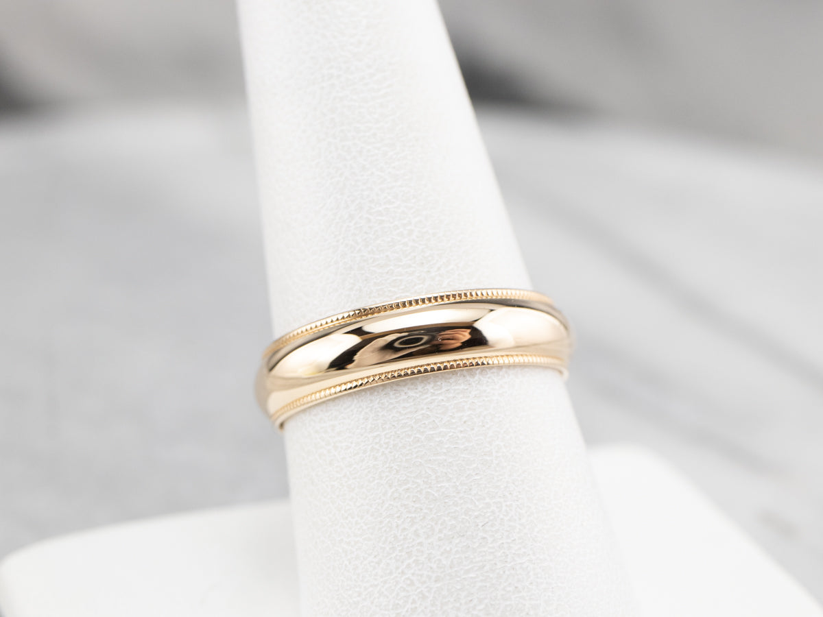 Milgrain Edge Yellow Gold Wedding Band