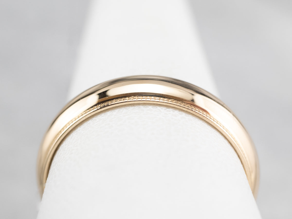 Milgrain Edge Yellow Gold Wedding Band