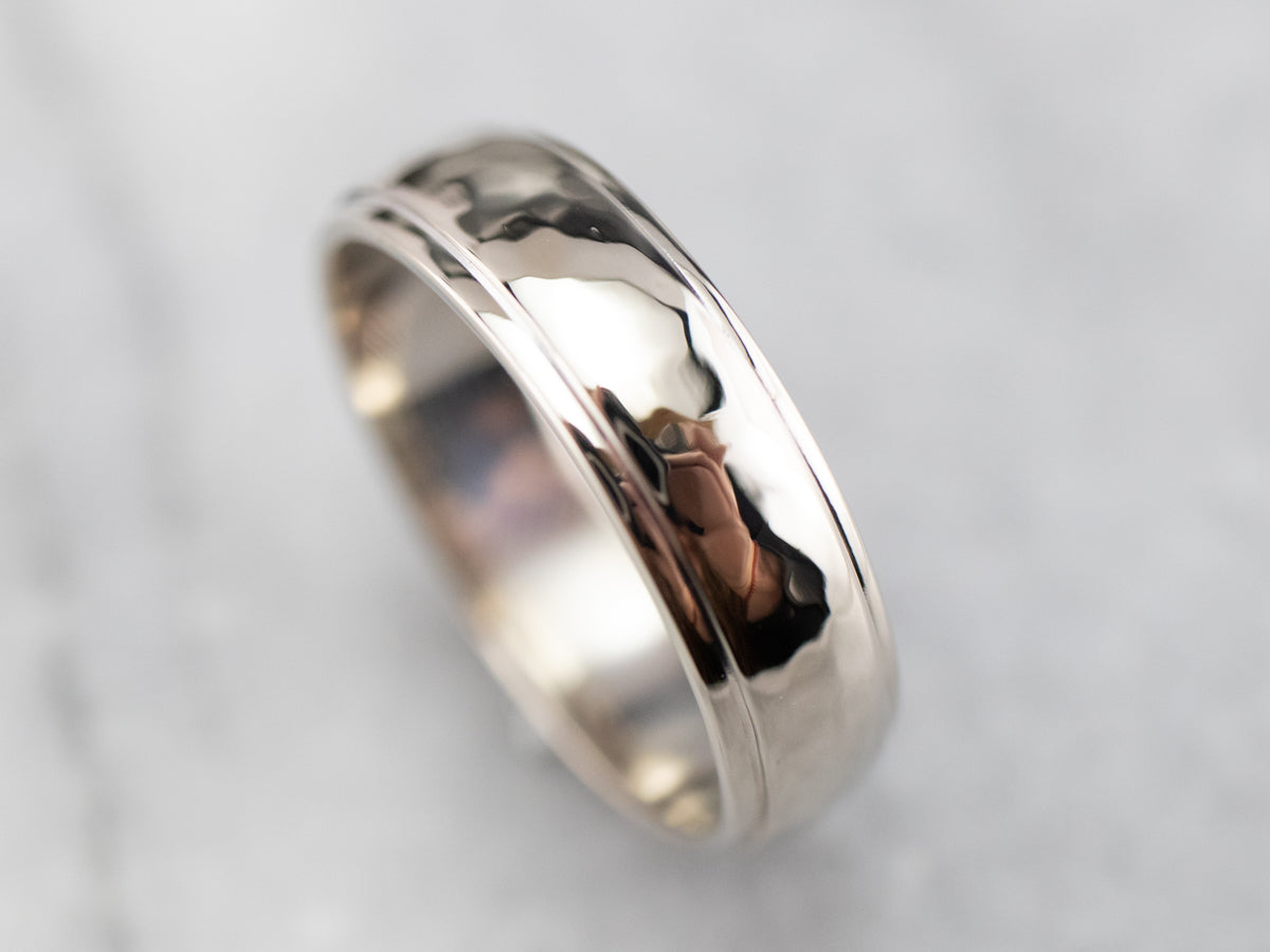 Hammered Finished Gold Band