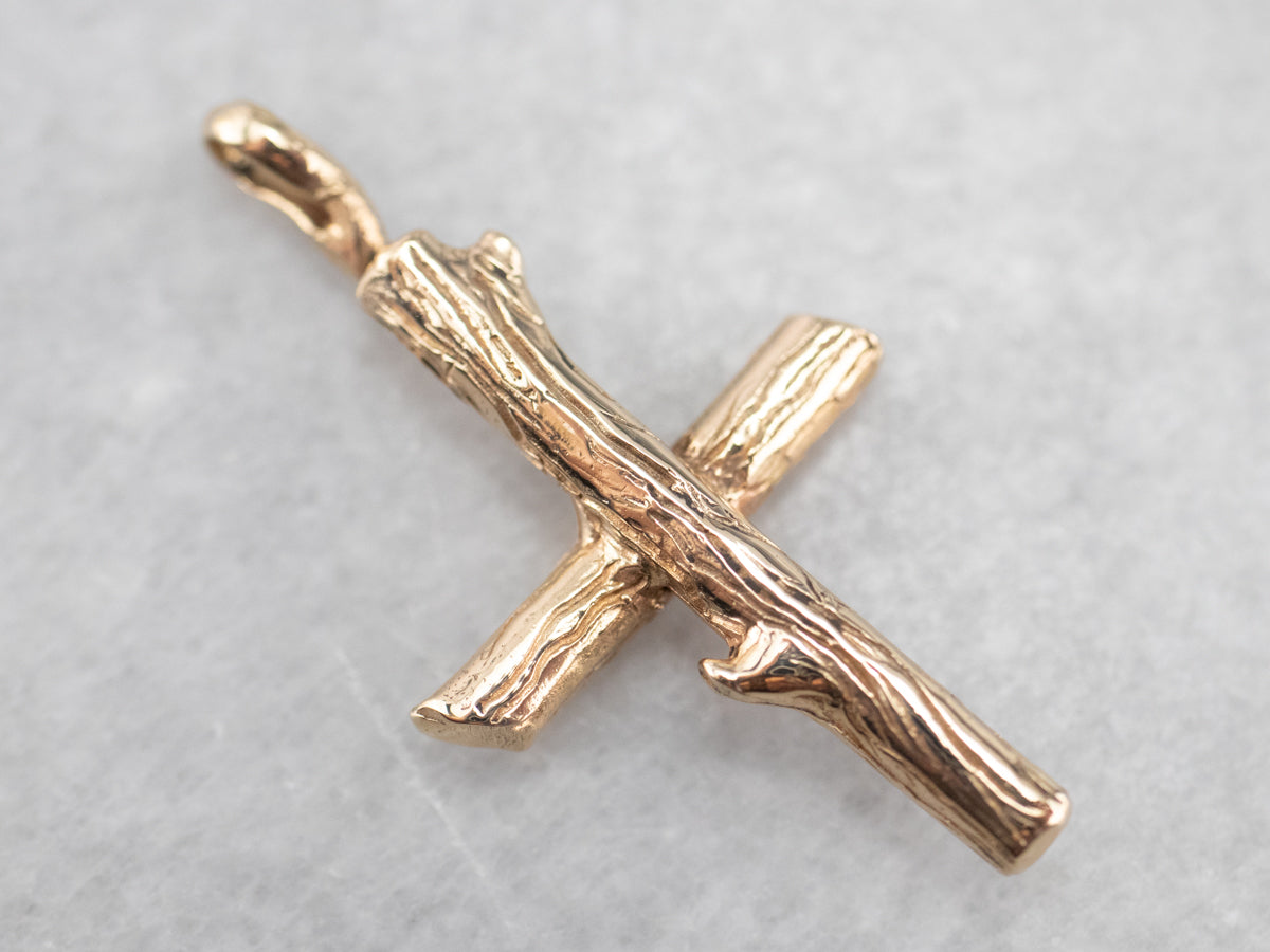 Botanical Style Gold Cross