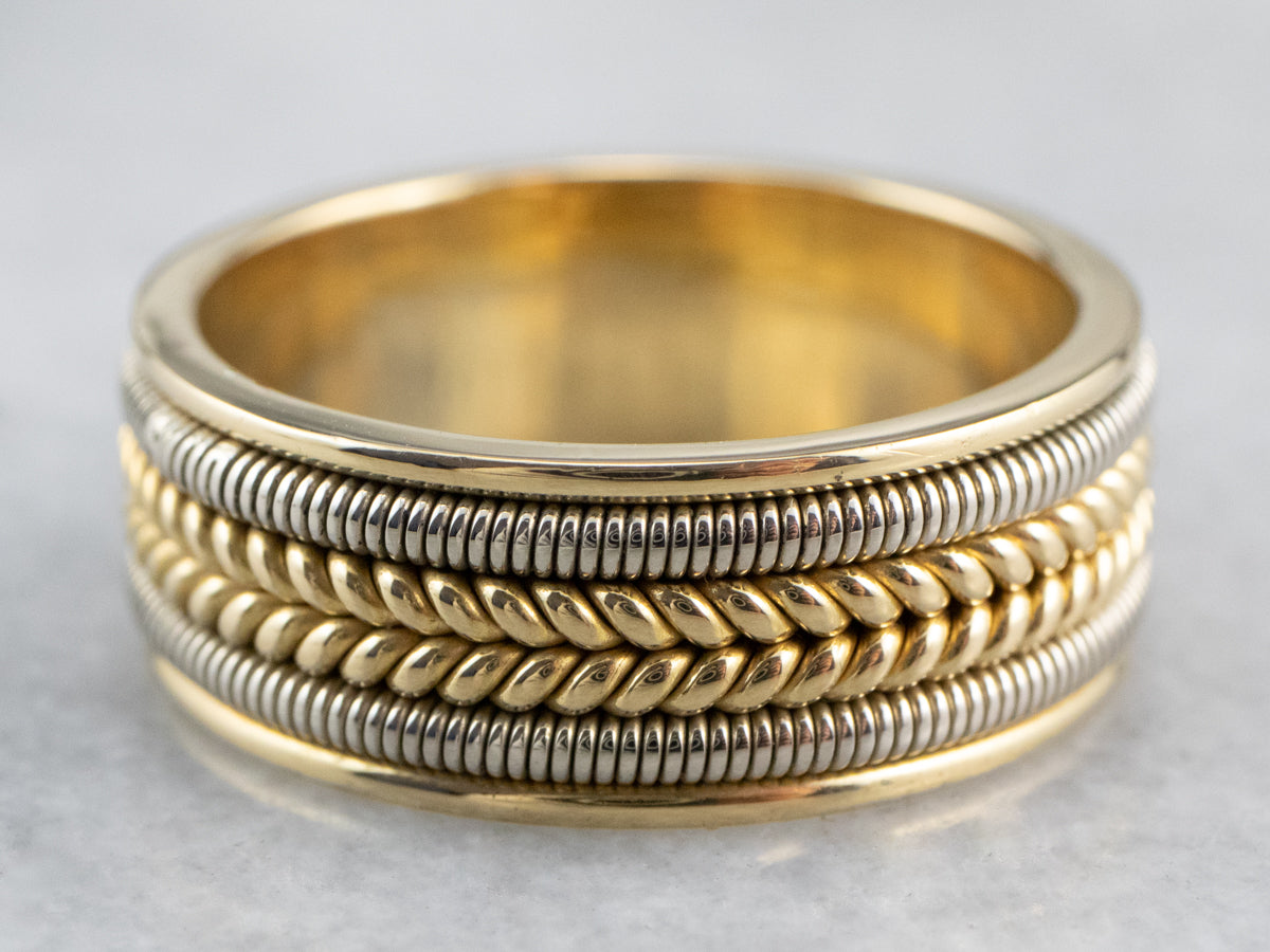 Heavy 18K Two Tone Gold Braided Band