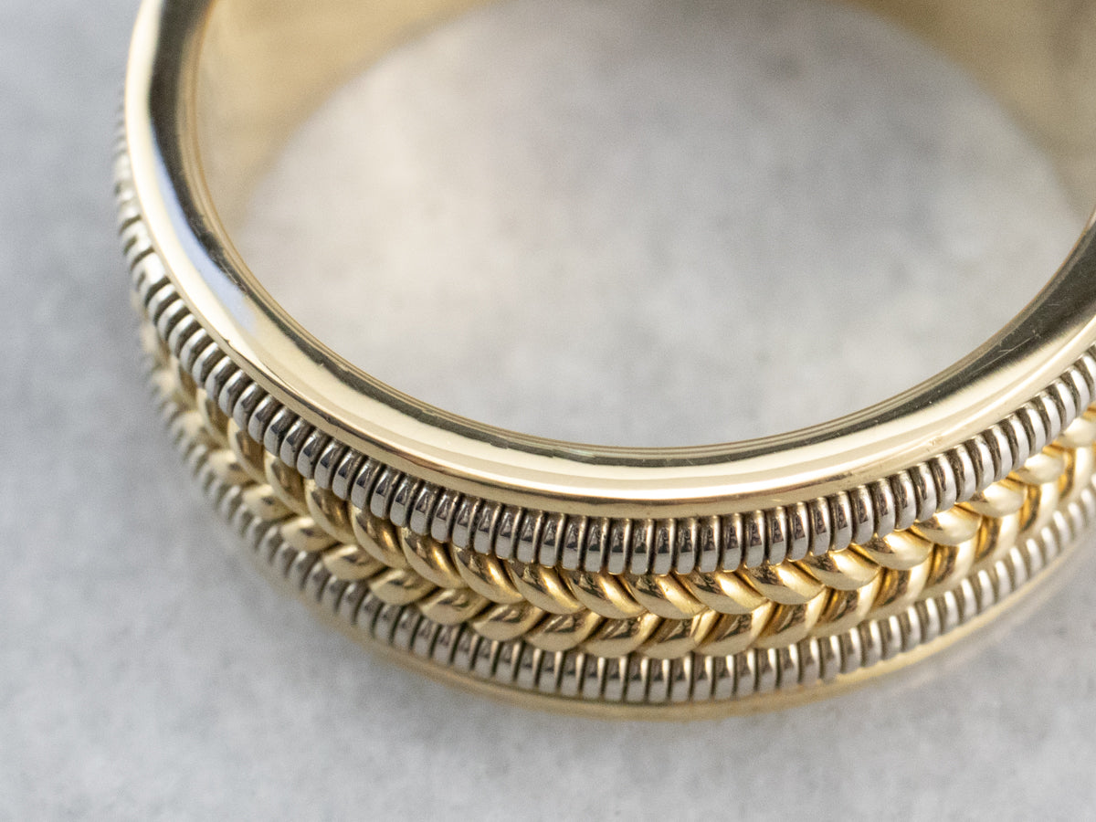 Heavy 18K Two Tone Gold Braided Band