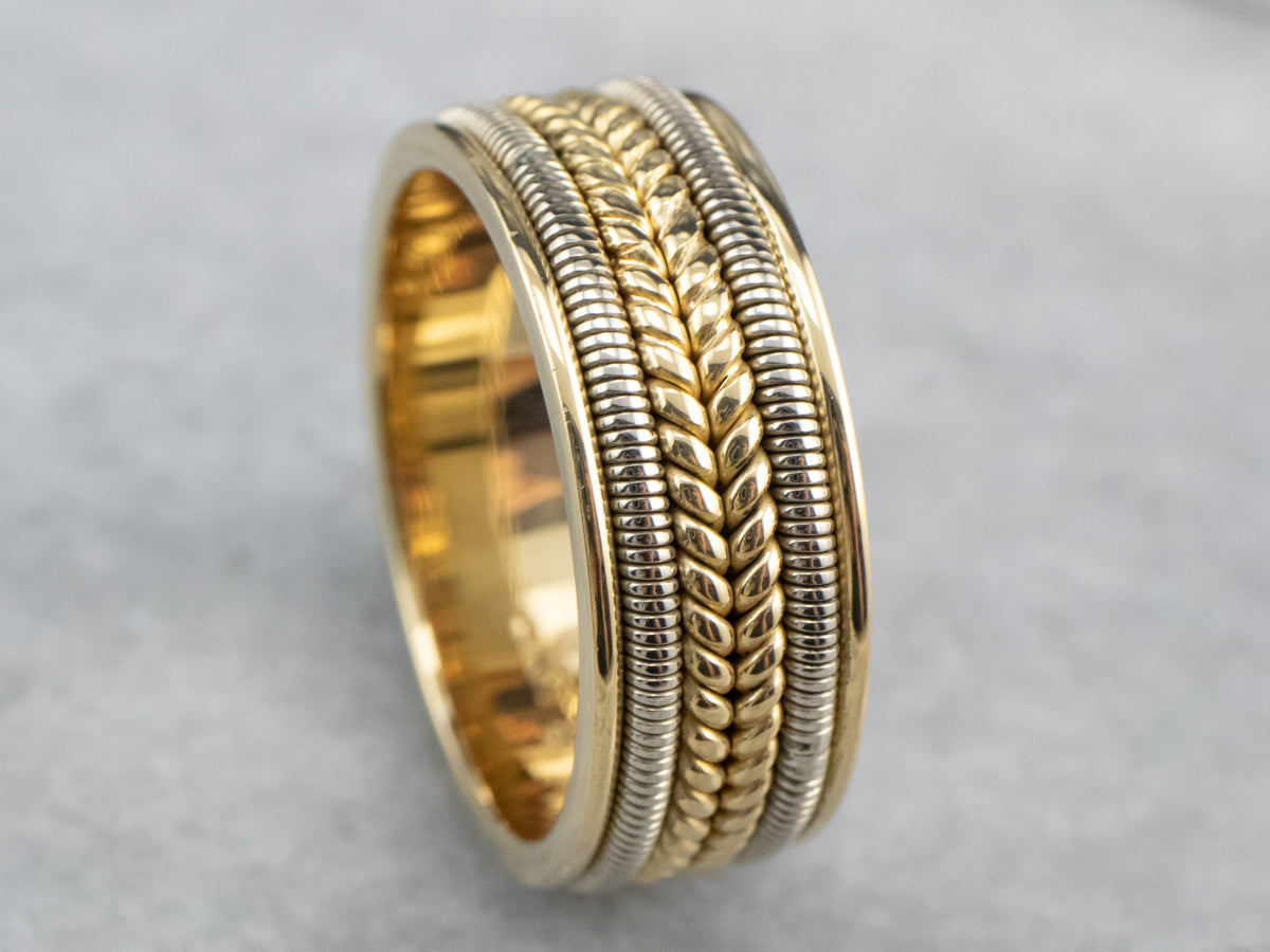 Heavy 18K Two Tone Gold Braided Band