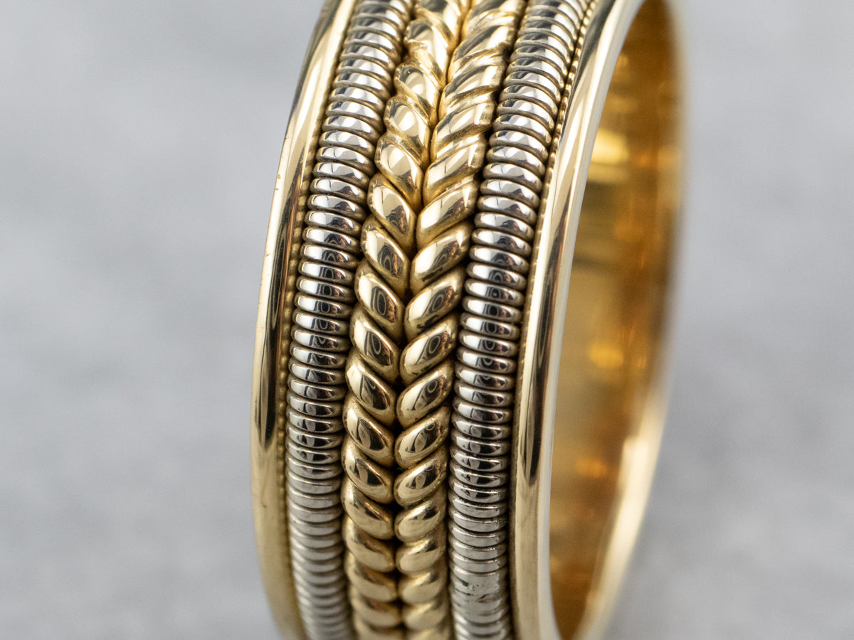 Heavy 18K Two Tone Gold Braided Band