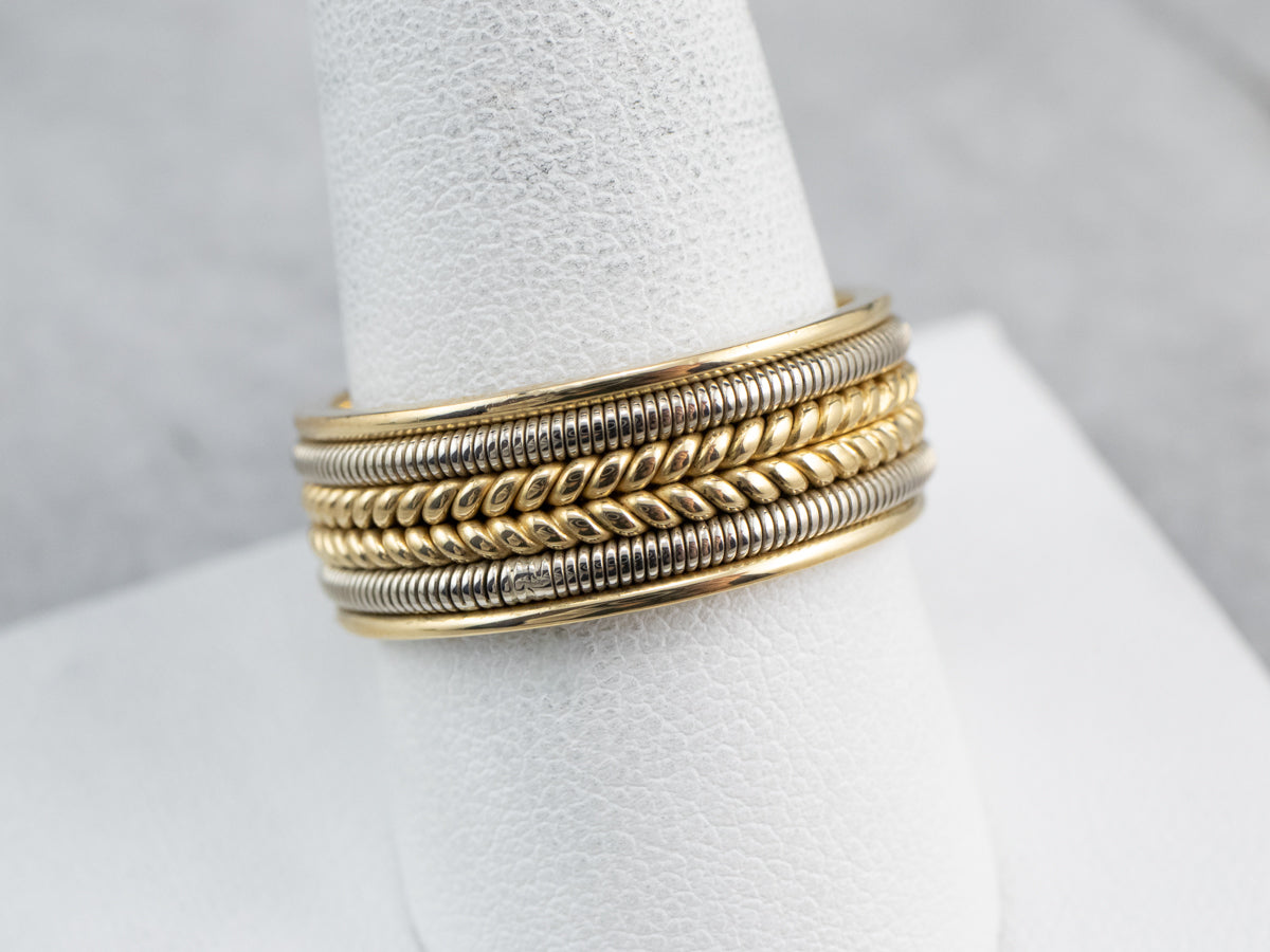 Heavy 18K Two Tone Gold Braided Band