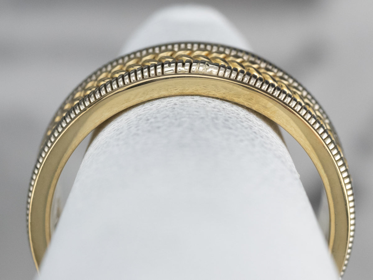 Heavy 18K Two Tone Gold Braided Band