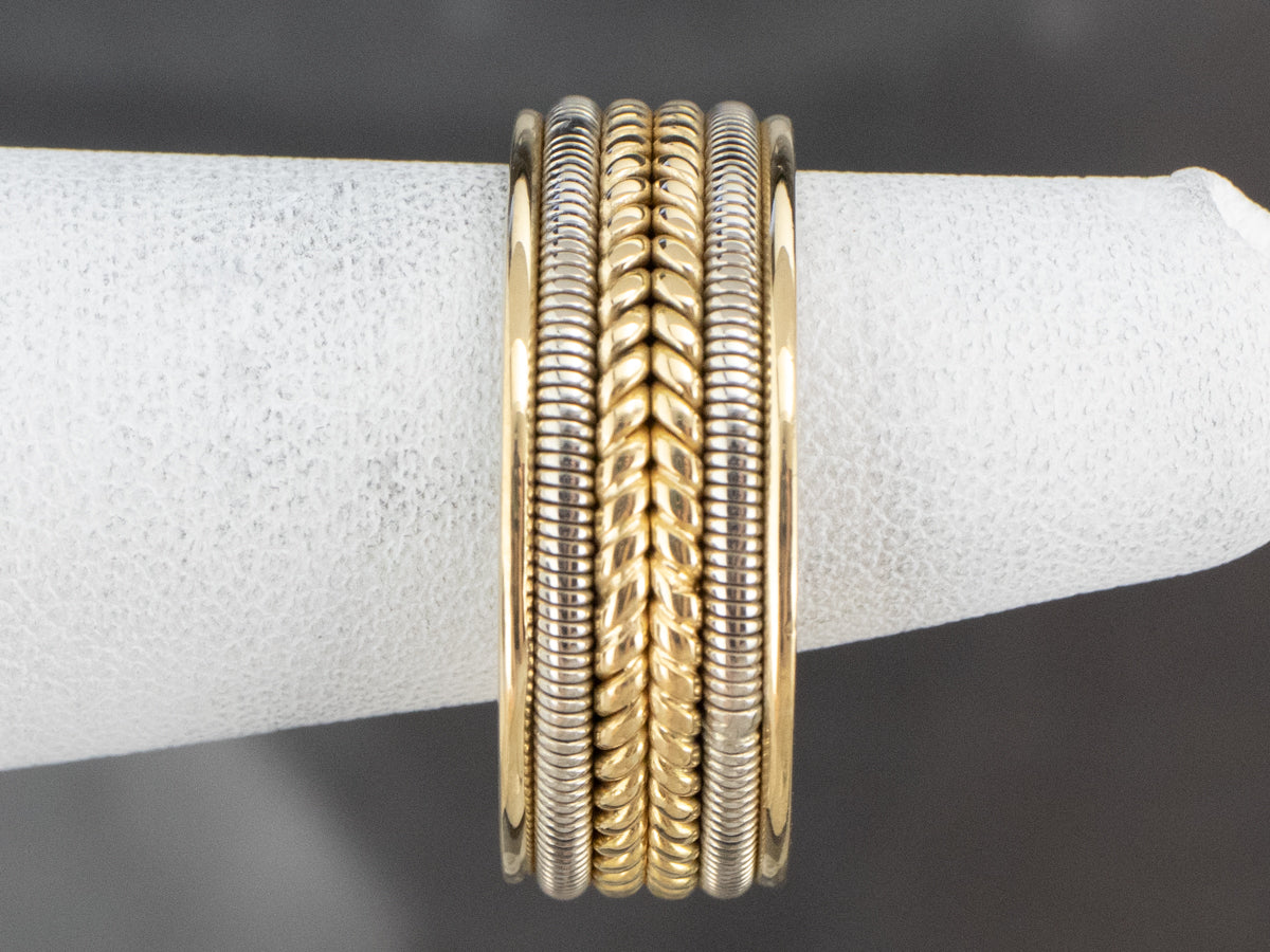 Heavy 18K Two Tone Gold Braided Band