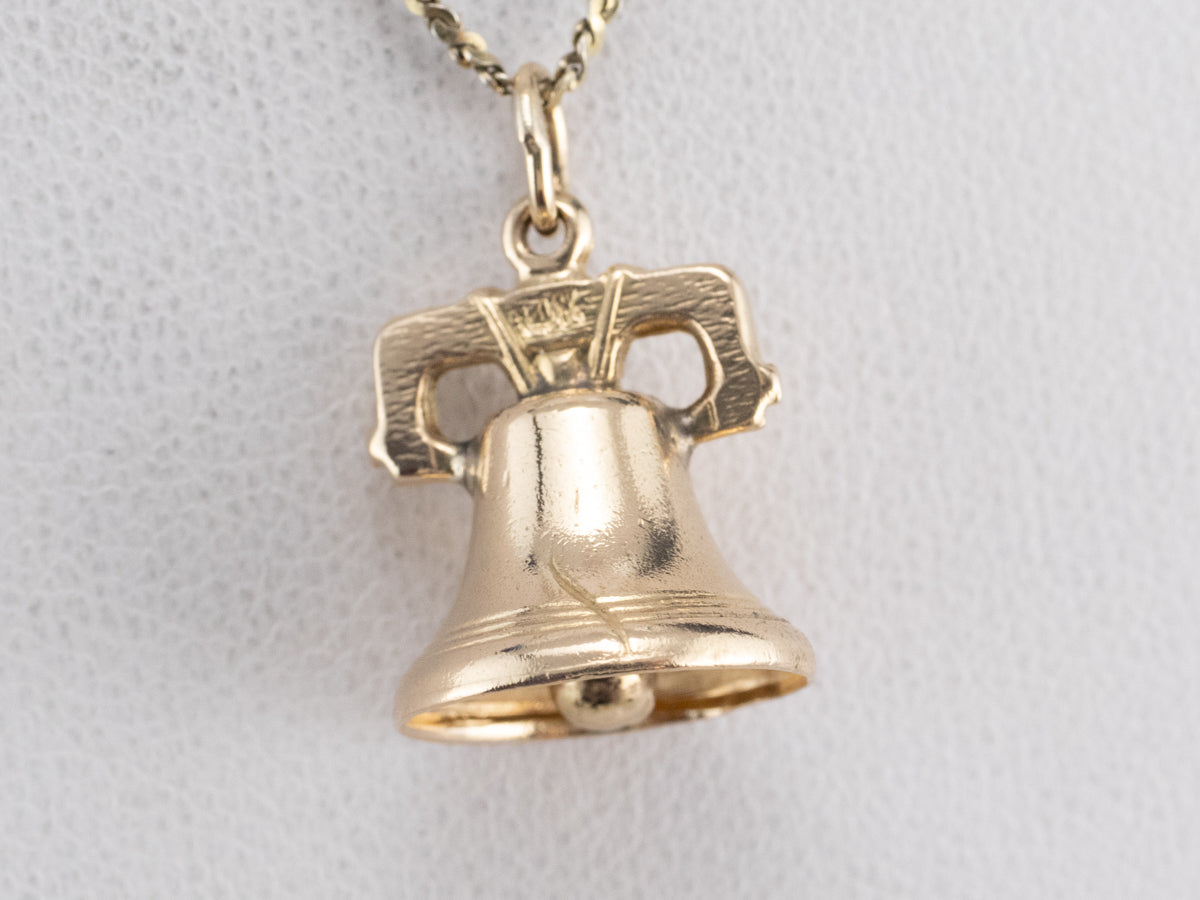 Vintage Gold Liberty Bell Charm