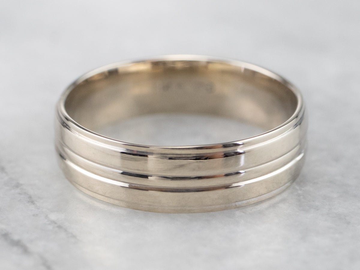 Unisex White Gold Lined Band