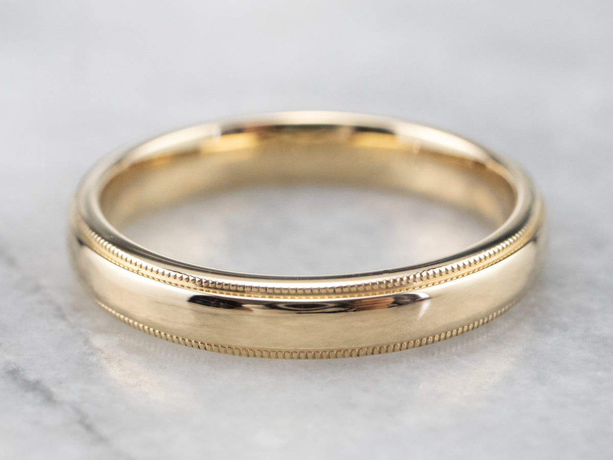 Milgrain Edge Yellow Gold Wedding Band