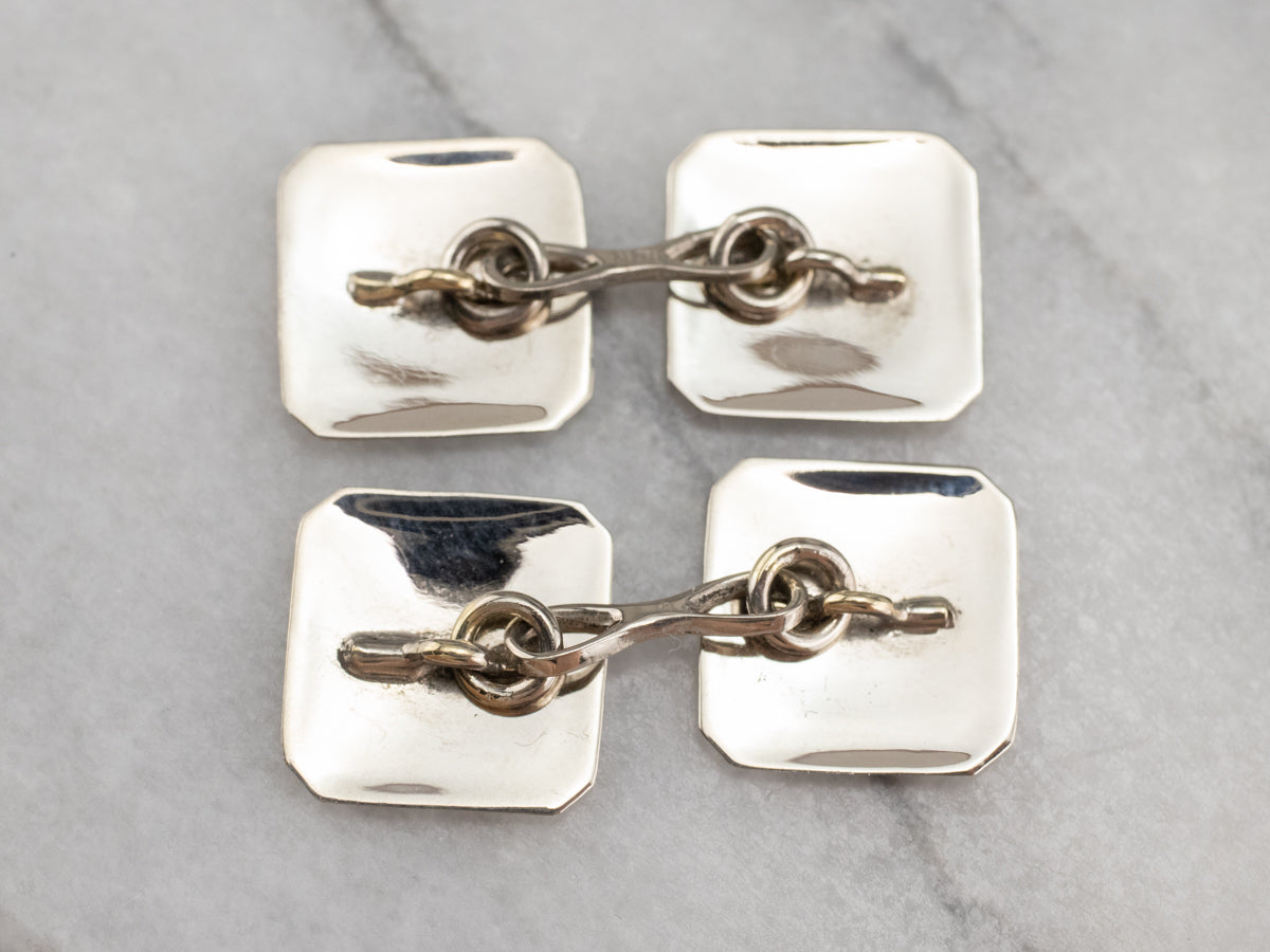 Art Deco Ornate White Gold Cufflinks