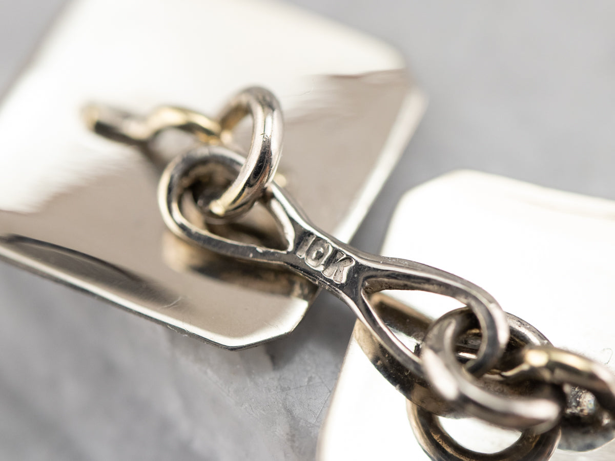 Art Deco Ornate White Gold Cufflinks