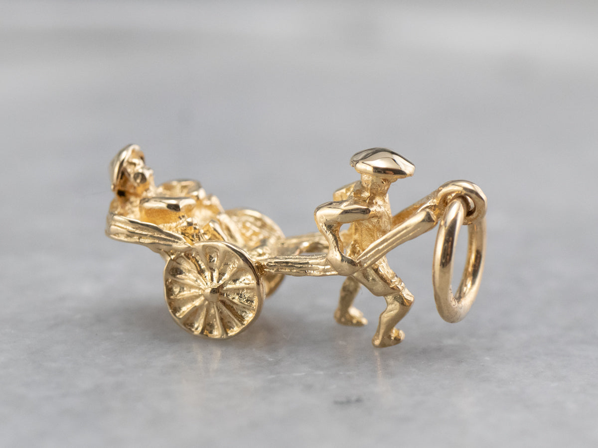 14K Yellow Gold Rickshaw Charm